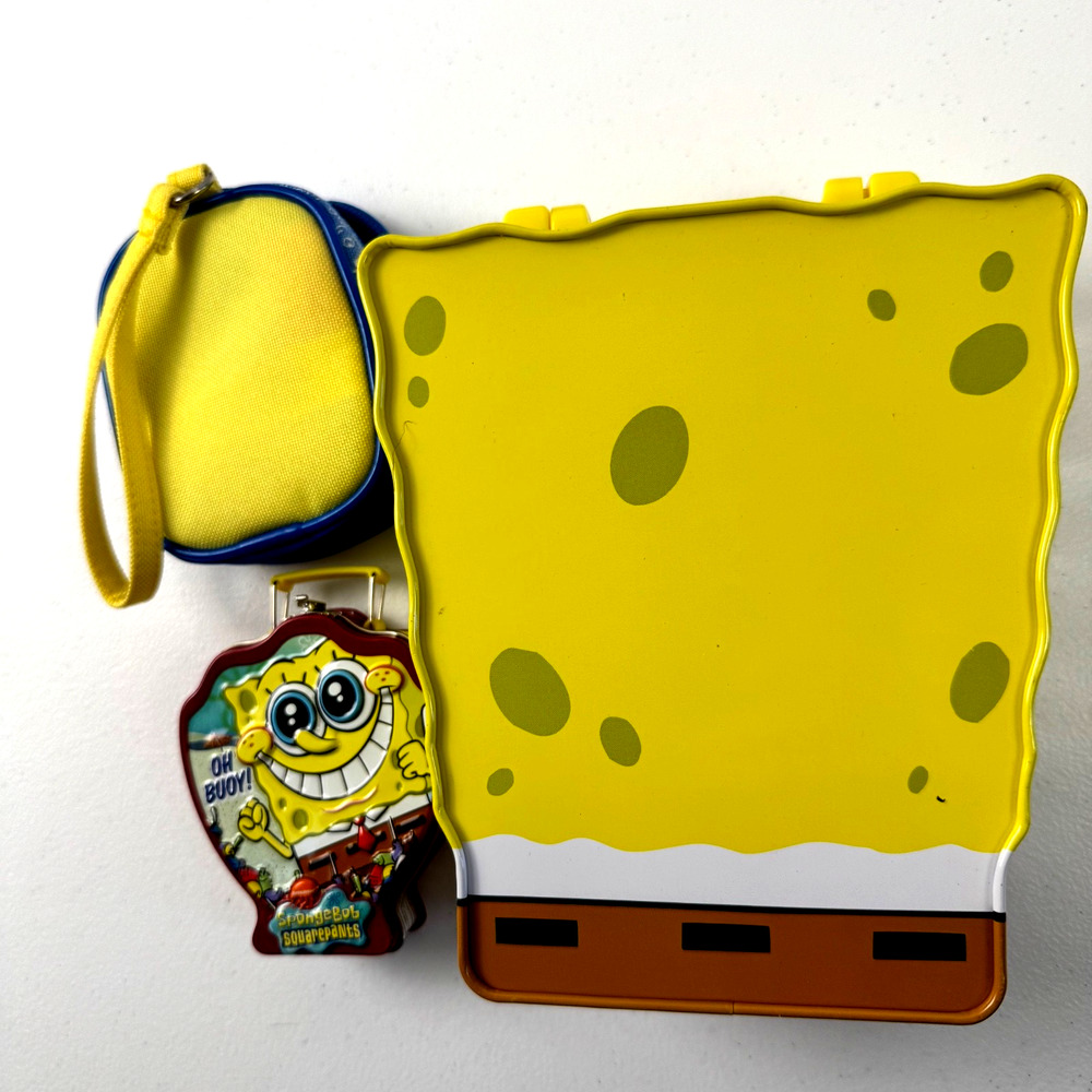 Vintage SpongeBob Containers Early 2000s, Lot of 3, Two Tin and One Fabric, Y2K - Picture 2 of 8